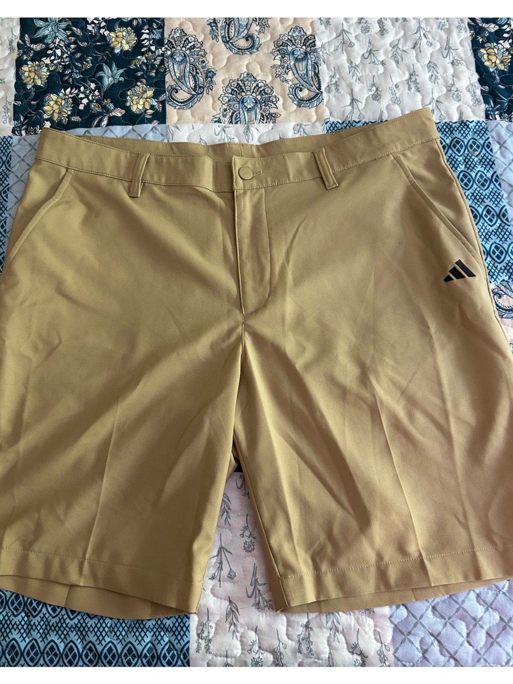 adidas Tan Golf Performance Shorts with Black Logo